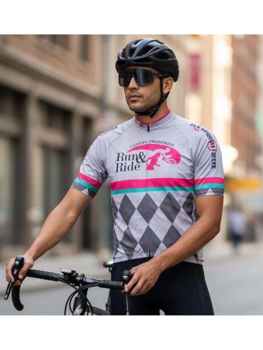 Canari Run & Ride Cancer Awareness Cycling Jersey Men’s XXL 1/4 Zip Grey Pink